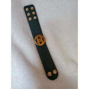 Pre-loved Unbranded Green Gold Tone adjustable Cuff Bracelet One Size